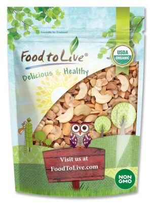 Food to Live Organic Dry Roasted Cashew Halves and Pieces with Himalayan Salt, 2 Pounds – Non-GMO, Oven Roasted, Lightly Salted, No Oil Added, Vegan Snack, Keto, Bulk. High Protein. Great for Baking Food to Live Organic Dry Roasted Cashew Halves and Pieces with Himalayan Salt, 2 Pounds – Non-GMO, Oven Roasted, Lightly Salted, No Oil Added, Vegan Snack, Keto, Bulk. High Protein. Great for Baking