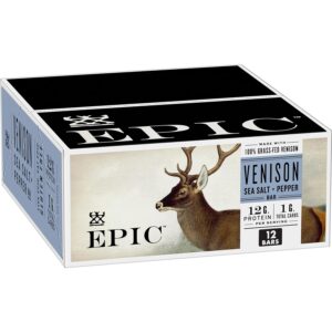 EPIC Bars, Venison Sea Salt and Pepper Bar, Keto Friendly, Whole30 Approved, Gluten Free, 12 Count, 15.6 oz EPIC Bars, Venison Sea Salt and Pepper Bar, Keto Friendly, Whole30 Approved, Gluten Free, 12 Count, 15.6 oz