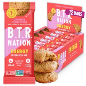 B.T.R. Nation Superfood Keto Protein Bars, Plant Based Vegan Protein – Cinnamon Cookie Dough ENERGY | 12 Pack| Low Carb, Low Calorie, Gluten Free, No Sugar Alcohols, Boosted with Superfoods B.T.R. Nation Superfood Keto Protein Bars, Plant Based Vegan Protein – Cinnamon Cookie Dough ENERGY | 12 Pack| Low Carb, Low Calorie, Gluten Free, No Sugar Alcohols, Boosted with Superfoods