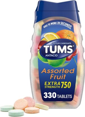 TUMS Chewable Antacid Tablets for Extra Strength Heartburn Relief, Great for a Summer BBQ – Assorted Fruit Flavors – 330 Count TUMS Chewable Antacid Tablets for Extra Strength Heartburn Relief, Great for a Summer BBQ – Assorted Fruit Flavors – 330 Count