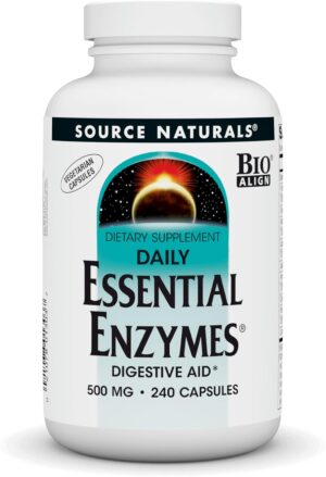 Source Naturals Essential Enzymes in Vegetarian Capsules, Digestive Aid* 500 Mg – 240 Capsules Source Naturals Essential Enzymes in Vegetarian Capsules, Digestive Aid* 500 Mg – 240 Capsules