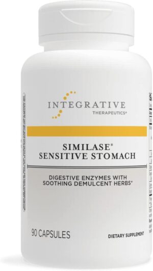 Integrative Therapeutics Similase Sensitive Stomach – Digestive Enzymes with Soothing Herbs* – with Marshmallow, Slippery Elm, & Licorice Root – Dairy Free – 90 Vegetable Capsules