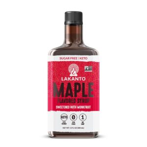 Lakanto Sugar Free Maple Syrup With Monk Fruit & Erythritol For Pancakes, Waffles, Oatmeal, Coffee, Tea, Granola, Frosting & Dressing, Zero Sugar, Keto, Vegan, Gluten Free, 1 G Net Carbs, 13 Fl Oz
