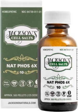 Jackson’s #10 Cell Salt NAT Phos 6X for Heartburn, Acidity & Indigestion (500 Pellets / 125 Doses) – Certified Vegan, Lactose-Free Natrum Phosphoricum 6X (Made in The USA)