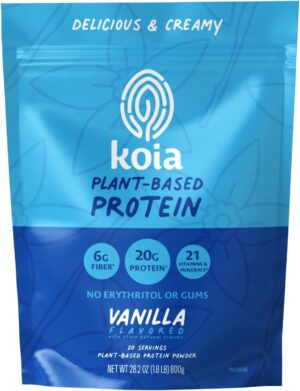 Koia Plant Based Protein Powder, Vanilla, 20g Protein, 3g Sugar, 6g Prebiotic Fiber, Pre & Post Workout, 21 Vitamins & Minerals, No Seed Oils, Dairy-Free, Gluten-Free, Non-GMO, 20 Servings, 28.2 Oz Koia Plant Based Protein Powder, Vanilla, 20g Protein, 3g Sugar, 6g Prebiotic Fiber, Pre & Post Workout, 21 Vitamins & Minerals, No Seed Oils, Dairy-Free, Gluten-Free, Non-GMO, 20 Servings, 28.2 Oz