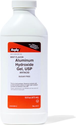 Rugby 320 mg Aluminum Hydroxide Gel, USP – Antacid Liquid – Upset Stomach, Acid Indigestion, and Heartburn Relief – Sugar-Free – Mint Flavored – 16 Fl. Oz. (1 Pack) Rugby 320 mg Aluminum Hydroxide Gel, USP – Antacid Liquid – Upset Stomach, Acid Indigestion, and Heartburn Relief – Sugar-Free – Mint Flavored – 16 Fl. Oz. (1 Pack)
