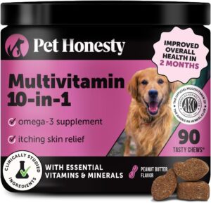 Multivitamin Dog Supplement, Glucosamine chondroitin for Dogs, Probiotics, Omega Fish Oil, Dog Supplements & Vitamins, Vitamins for Skin and Coat Allergies, (Peanut Butter 90 ct) Multivitamin Dog Supplement, Glucosamine chondroitin for Dogs, Probiotics, Omega Fish Oil, Dog Supplements & Vitamins, Vitamins for Skin and Coat Allergies, (Peanut Butter 90 ct)
