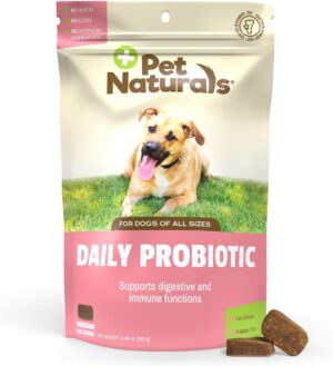 Pet Naturals Daily Probiotic for Dogs, Duck Flavor, 160 Chews – 120M CFUs Pre and Probiotics for Dogs Digestive Health, Gut Health, Immune Support, Diarrhea, Allergies and Itching