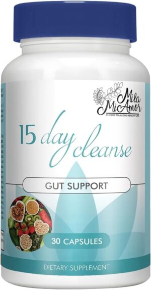 Mila Miamor 15 Day Cleanse – Gut and Colon Support – Advanced Gut Cleanse Detox for Women & Men with Senna, Cascara Sagrada & Psyllium Husk – Non-GMO – Made in USA – 30 Capsules