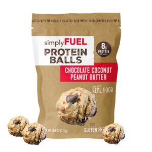 simplyFUEL Whole Food Protein Balls – Chocolate Coconut Peanut Butter Snacks – 8g Protein Snack – Gluten Free Energy Balls