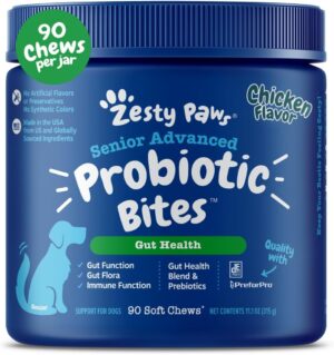 Zesty Paws Probiotics for Dogs – Digestive Enzymes for Gut Flora, Digestive Health, Diarrhea & Bowel Support – Clinically Studied DE111 – Dog Supplement Soft Chew for Pet Immune System – Adv, 90ct Zesty Paws Probiotics for Dogs – Digestive Enzymes for Gut Flora, Digestive Health, Diarrhea & Bowel Support – Clinically Studied DE111 – Dog Supplement Soft Chew for Pet Immune System – Adv, 90ct