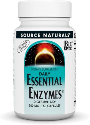 Source Naturals Essential Enzymes 500mg Bio-Aligned Multiple Enzyme Supplement Herbal Defense for Digestion, Gas, Constipation & Bloating Relief – Supports Immune System* – 60 Vegetarian Capsules Source Naturals Essential Enzymes 500mg Bio-Aligned Multiple Enzyme Supplement Herbal Defense for Digestion, Gas, Constipation & Bloating Relief – Supports Immune System* – 60 Vegetarian Capsules