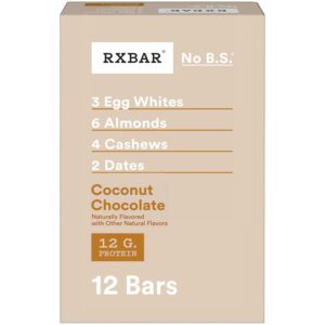 RXBAR Protein Bars, Protein Snack, Snack Bars, Coconut Chocolate, 22oz Box (12 Bars)