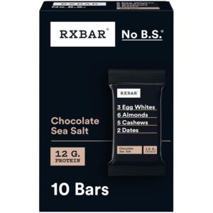 RXBAR Protein Bars, Protein Snack, Snack Bars, Chocolate Sea Salt, 18.3oz Box (10 Bars)