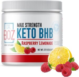 Dr. Boz – Keto BHB Powder – Raspberry Lemonade, 20 Servings – Ketones Drink – Increase Energy & Reduce Cravings – Max Strength Dietary Supplement – Quality Tested – Made in The USA – 9.6oz (272g)