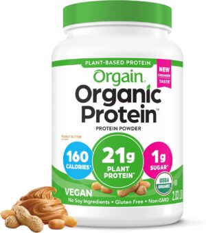 Orgain Organic Vegan Protein Powder, Peanut Butter – 21g Plant Protein, 7g Prebiotic Fiber, Low Net Carb, No Dairy Ingredients, No Added Sugar, For Shakes & Smoothies, 2.03 lb (Packaging May Vary) Orgain Organic Vegan Protein Powder, Peanut Butter – 21g Plant Protein, 7g Prebiotic Fiber, Low Net Carb, No Dairy Ingredients, No Added Sugar, For Shakes & Smoothies, 2.03 lb (Packaging May Vary)