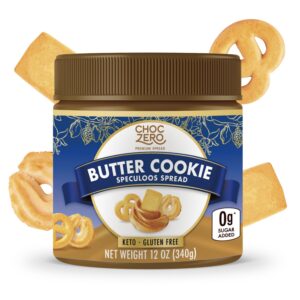 ChocZero Butter Cookie Spread, No Added Sugar, Keto Friendly, Gluten Free, Low Carb Speculoos, Naturally Sweetened with Monk Fruit (1 jar, 12 oz)