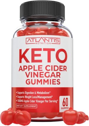 Atlantis Nutrition Keto ACV Gummies for Weight Loss – Apple Cider Vinegar Gummies Formulated to Support Advanced Weight Loss, Digestion, Detox & Cleansing, Made with 1000MG ACV Per Serving – 60 Count