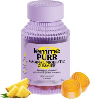 Lemme Purr Vaginal Probiotic Gummies for Women – Balanced pH, Healthy Odor, Yeast Balance & Flora Support + Vitamin C for Immune Health – Tasty Pineapple (60 Count) Lemme Purr Vaginal Probiotic Gummies for Women – Balanced pH, Healthy Odor, Yeast Balance & Flora Support + Vitamin C for Immune Health – Tasty Pineapple (60 Count)