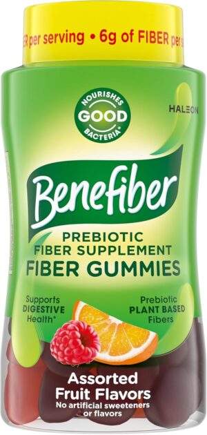 Benefiber Prebiotic Fiber Supplement Gummies for Digestive Health, Assorted Fruit Flavor – 81 Count