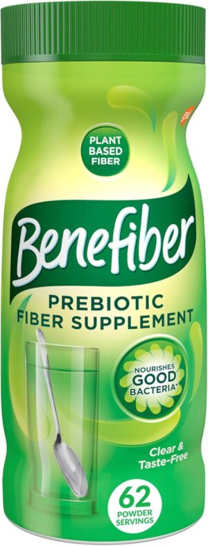Benefiber Daily Prebiotic Fiber Supplement Powder for Digestive Health, Daily Fiber Powder, Unflavored – 62 Servings (8.7 Ounces)
