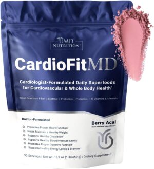 1MD Nutrition CardioFitMD – Vegan Beets Superfood Keto-Friendly – Nitric Oxide Supplement – Beet Root Powder – High Fiber Drink – 30 Days