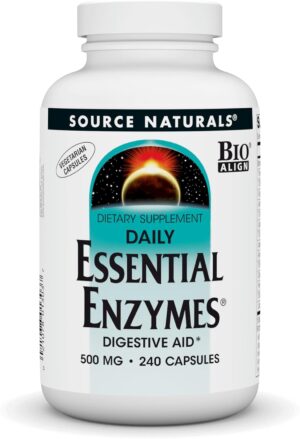 Source Naturals Essential Enzymes in Vegetarian Capsules, Digestive Aid* 500 Mg – 240 Capsules Source Naturals Essential Enzymes in Vegetarian Capsules, Digestive Aid* 500 Mg – 240 Capsules
