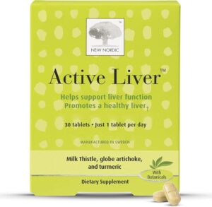 NEW NORDIC Active Liver 30-Day Supply, Daily Liver Supplement, Milk Thistle, Artichoke & Turmeric, 30 Tablets (Pack of 1)