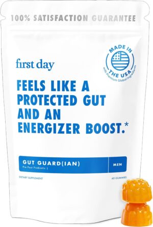 FIRST DAY 3 in 1 Probiotics for Men – Prebiotic, Probiotic & Postbiotic Supplement – Mens Probiotic for Digestive Health, Oral Health, Immune Function, Energy, Gut Health for Men – 30-Day Supply