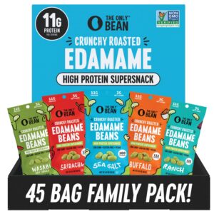 The Only Bean High Protein Snacks, Healthy Office Snacks, Healthy Snacks for Adults and Kids for Lunch, Vegan, Low Carb & Gluten Free – Edamame Beans Snack, Variety Pack – 0.9oz (Pack of 45)