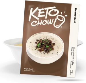 Keto Chow Hearty Beef – Keto Soup Base Powder – Nutritionally Complete – Low Carb – Protein Rich – You Choose The Fat – Single Meal