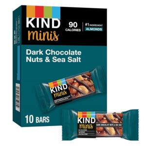 KIND Minis, Dark Chocolate Nuts & Sea Salt, Healthy Snacks, Gluten Free, Low Calorie Snacks, Low Sugar, 10 Count KIND Minis, Dark Chocolate Nuts & Sea Salt, Healthy Snacks, Gluten Free, Low Calorie Snacks, Low Sugar, 10 Count