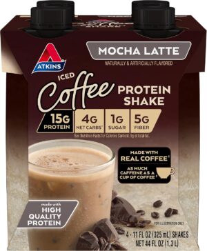 Atkins, Mocha Late Protein Shake, 11 Fl Oz, 4 Pack