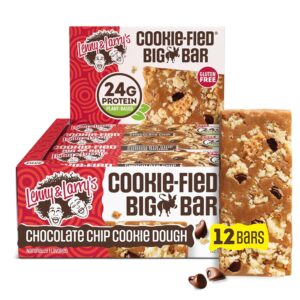 Lenny & Larry’s Cookie-fied® Big Bar – Chocolate Chip Cookie Dough Vegan Protein Bars 12x90g – Healthy Snacks, 24g Plant Protein & 10g Prebiotic Fiber – Gluten free Power Bar, Keto Friendly & Vegan
