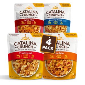 Catalina Crunch Protein Snack Mix with Cheese Crisps | 10g Protein, 1g Sugar per Serving | Good Source of Fiber, Keto, Gluten Free | Variety Pack 4 Flavors (Pack of 4) – Packaging May Vary