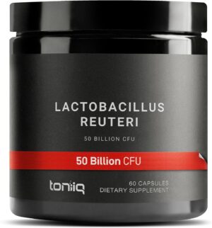 Toniiq 50 Billion CFU Lactobacillus Reuteri Probiotic 50mg per Serving – L Reuteri Probiotics – Highest CFU Count Lactobacillus Reuteri Probiotic – 60 Vegetarian Capsules – 60 Servings