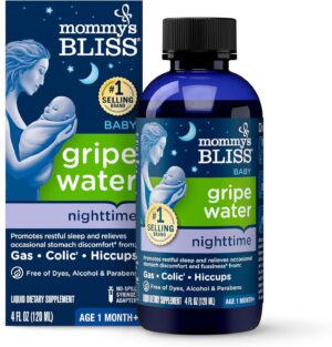 Mommy’s Bliss Gripe Water Night Time, Infant Gas & Colic Relief, Gentle & Safe, 2 Weeks+, 4 FL OZ Bottle (Pack of 1)