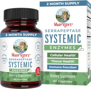 MaryRuth Organics Serrapeptase Enzymes Capsules | Up to 2 Month Supply | Enzyme Supplement for High Potency Sinus Relief Pills| Tissue Health and Cellular Health | Vegan | Gluten Free | 60 Count