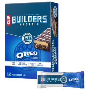 CLIF BUILDERS Protein Bars – OREO-Flavored – 20g Plant Based Protein – Gluten Free – Non-GMO – Low Glycemic – No Artificial Sweeteners – 2.4 oz. (12 Pack)