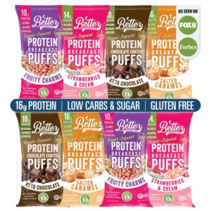 BETTER THAN GOOD Healthy Snack Variety Pack | Keto Friendly, High Protein Veggie Puffs | Low Calorie, Gluten Free, Diabetic Friendly Snacks for Adults & Kids (8-Pack – 2 Each: 4 Flavors)