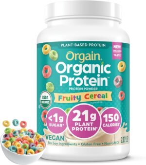 Orgain Organic Vegan Protein Powder, Fruity Cereal – 21g Plant Based Protein, Gluten Free, Dairy Free, Lactose Free, Soy Free, No Sugar Added, Kosher, For Smoothies & Shakes – 2.03 lb Orgain Organic Vegan Protein Powder, Fruity Cereal – 21g Plant Based Protein, Gluten Free, Dairy Free, Lactose Free, Soy Free, No Sugar Added, Kosher, For Smoothies & Shakes – 2.03 lb
