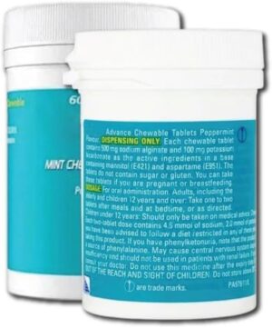 GAV Advance Mint Chewable Tablets 60 Count Mint Acid Reflux & Heartburn Pack of 2-120 Count
