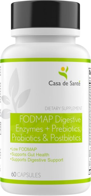FODMAP Digestive Enzymes with Probiotics Prebiotics & Postbiotics| GLP1 Support, Vegetarian & Raw Diet Prevent Gas & Bloat| Low FODMAP Certified for IBS SIBO Food Intolerance Malabsorption| Gut Health