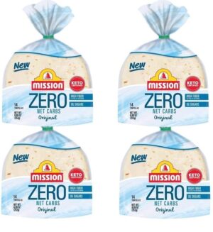 Mission Original Tortillas – 0g Net Carbs – Keto Certified – 4.5″ Street Taco – 14 Count, 8.89 oz. – Low Carb – 4 Pack