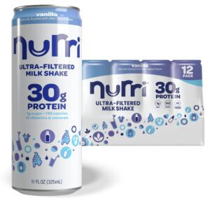 Nurri – 30g Protein Ultra Filtered Milk Shake – Vanilla – Lactose Free, Low Sugar, 150 Calories, 10 Vitamins and Minerals – 11 fl oz, 12 Cans Nurri – 30g Protein Ultra Filtered Milk Shake – Vanilla – Lactose Free, Low Sugar, 150 Calories, 10 Vitamins and Minerals – 11 fl oz, 12 Cans