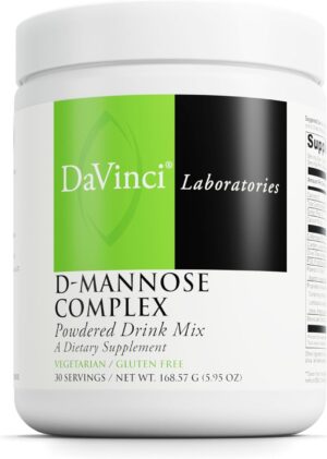 DAVINCI Labs D-Mannose Complex – Powder Drink Mix Supports Immune System & Urinary Tract Health* – Bladder Health Aid with Calcium, Cranberry Juice Powder & Prebiotic Fiber* – 30 Servings (168.57 g)