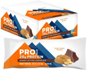 PROBAR – PROTEIN Bar, Peanut Butter Chocolate, Non-GMO, Gluten-Free, Healthy, Plant-Based, Whole-Food Ingredients, Natural Energy (12 Count)