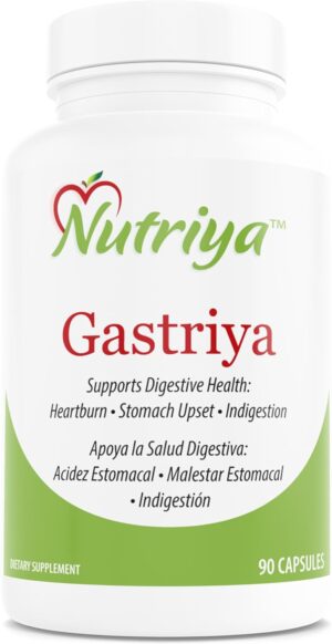 Nutriya Gastriya – Relieves Acid Reflux and Heartburn Naturally, Regulates Gastric Acid and Supports Healthy Digestion, 90 Count (Pack of 1)