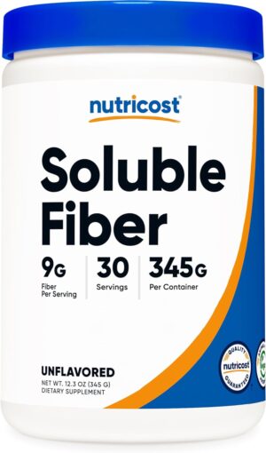 Nutricost Soluble Fiber (Unflavored) 30 Servings – Vegan, Non-GMO, Gluten Free