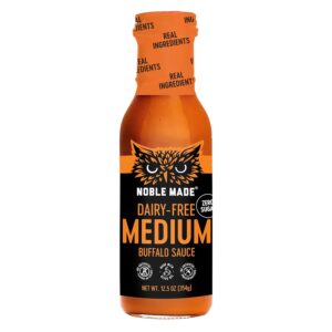 Noble Made Buffalo Sauce, Keto, Gluten Free, Vegan Dipping & Wing Sauce, Low Carb, Dairy Free, Low Calorie, Paleo, Low Sugar, and Whole30 Approved, Medium Buffalo, 12.5 oz (1 Count) Noble Made Buffalo Sauce, Keto, Gluten Free, Vegan Dipping & Wing Sauce, Low Carb, Dairy Free, Low Calorie, Paleo, Low Sugar, and Whole30 Approved, Medium Buffalo, 12.5 oz (1 Count)